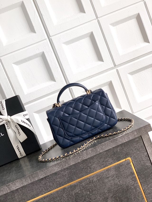 CC original lambskin top handle flap bag AS1790 dark blue