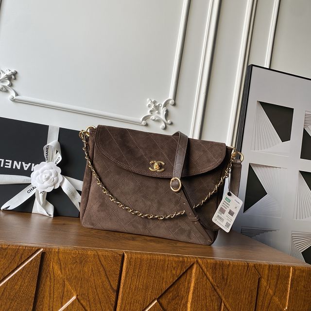 CC original suede calfskin hobo bag AS5883 dark brown