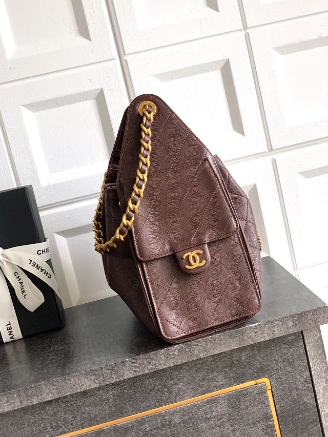 CC original grained calfskin 25 small handbag AS5293 dark brown