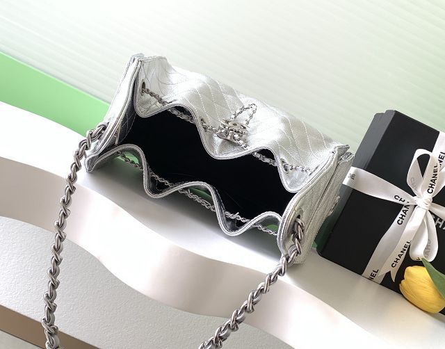 CC original grained calfskin 25 small handbag AS5293 silver