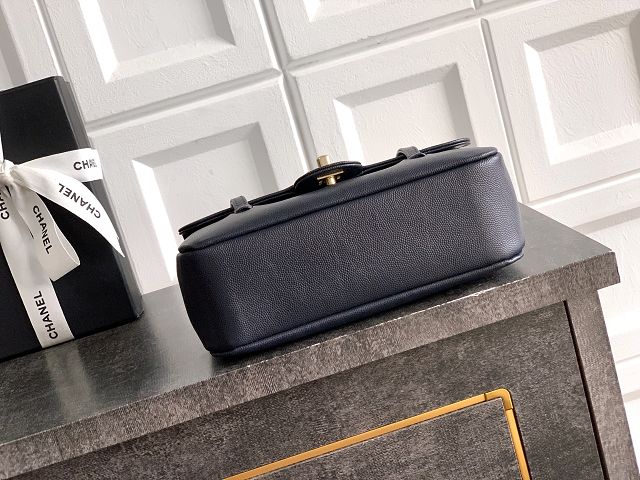 CC original grained calfskin small flap bag AS6130 dark blue