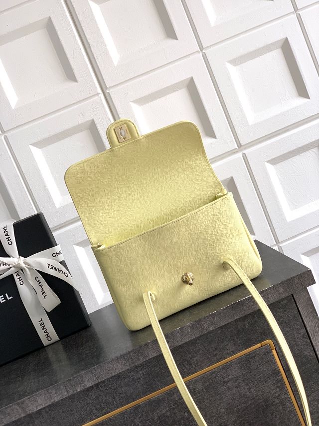 CC original grained calfskin small flap bag AS6130 yellow