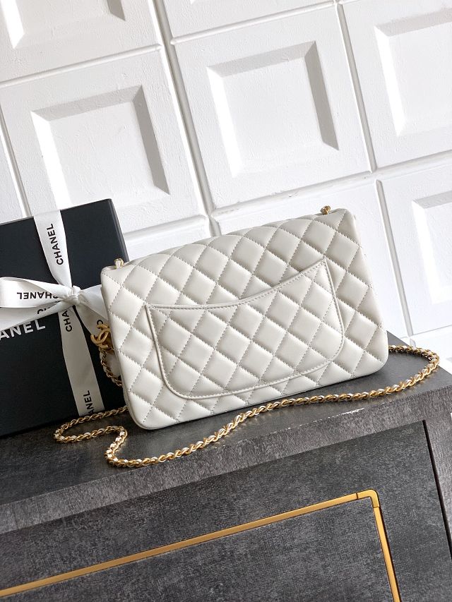 CC original lambskin medium flap bag AS5756 light grey
