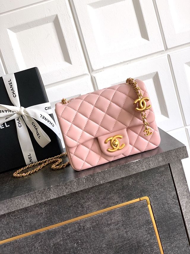 CC original lambskin mini flap bag AS5758 pink 