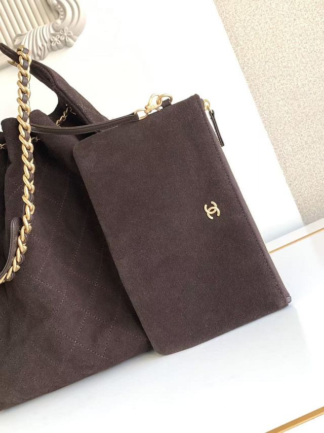CC original suede calfskin 25 medium handbag AS5311 dark brown