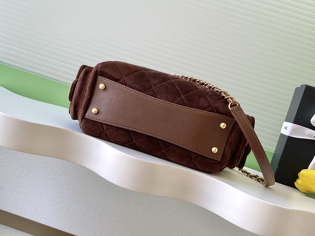 CC original suede calfskin small bowling bag AS5792 dark brown