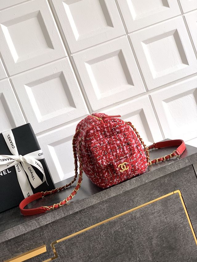 CC original tweed small bowling bag AS5792 red