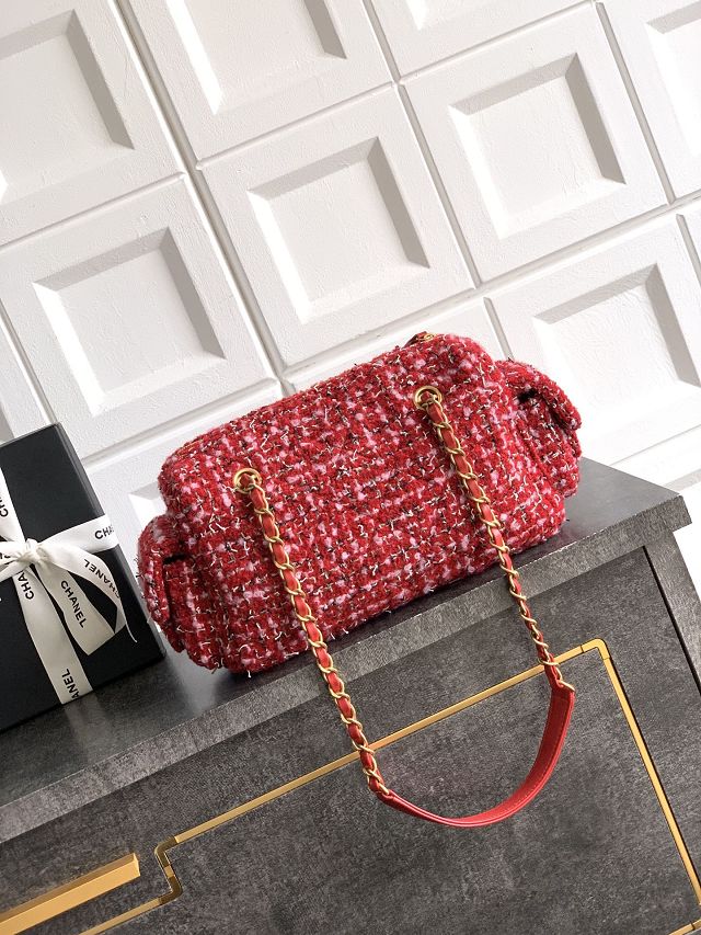 CC original tweed small bowling bag AS5792 red