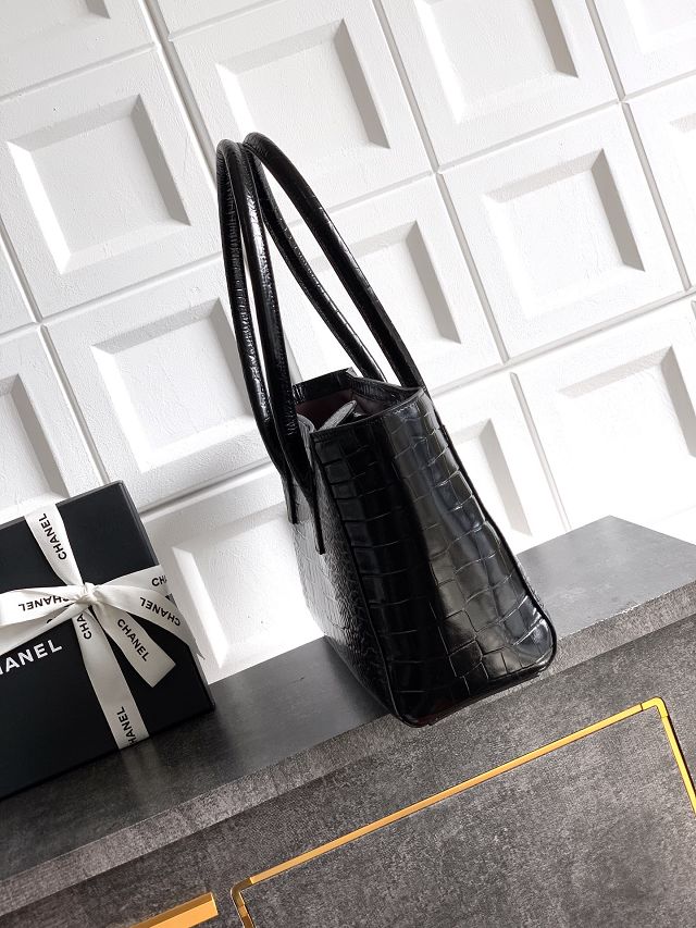 CC original crocodile calfskin small tote bag AS6243 black