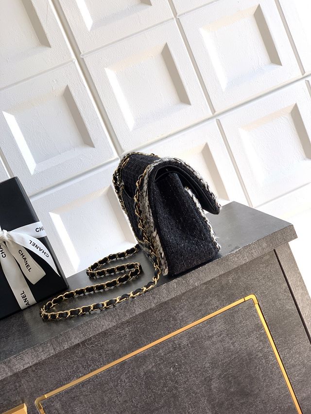 CC original tweed medium flap bag A01112 black