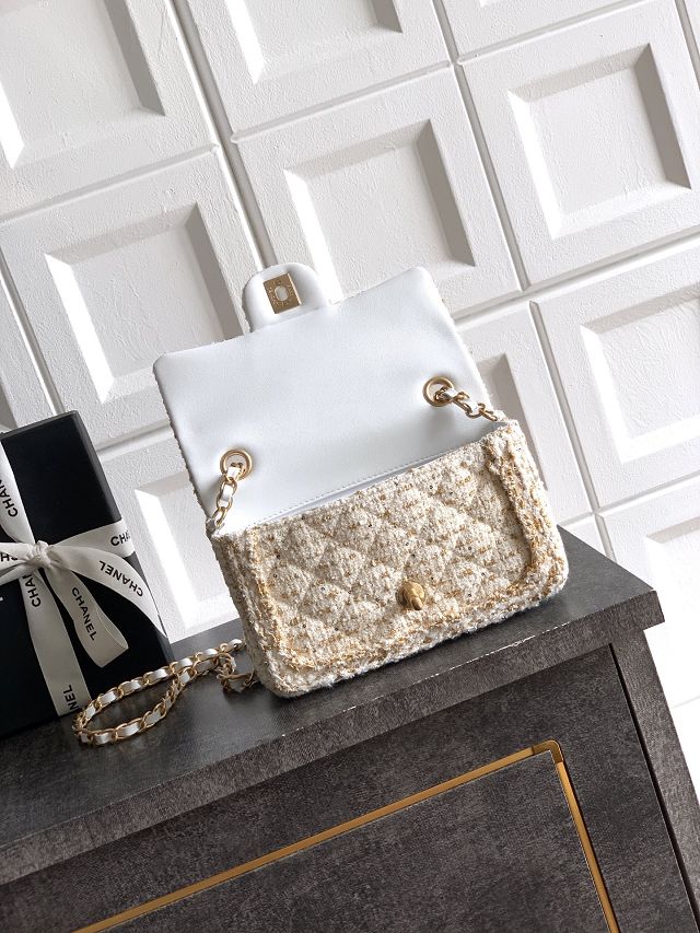 CC original tweed mini flap bag A69900 white