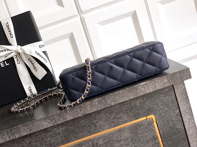 CC original grained calfskin clutch with chain AP4704 dark blue