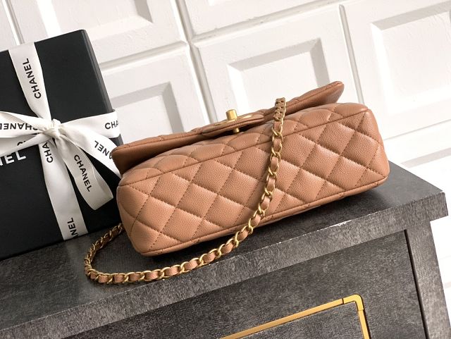 CC original grained calfskin top handle flap bag AS5702 caramel