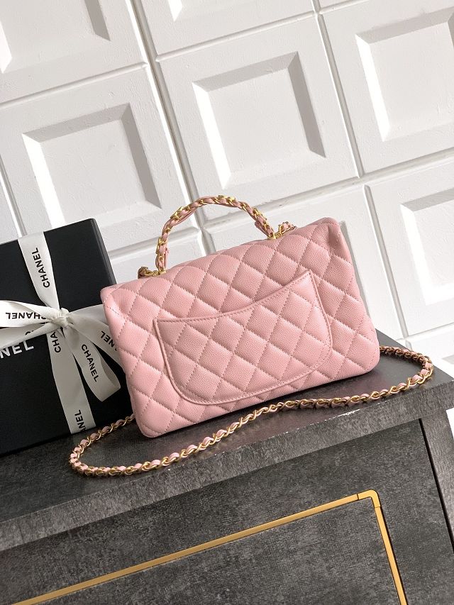 CC original grained calfskin top handle flap bag AS5702 pink