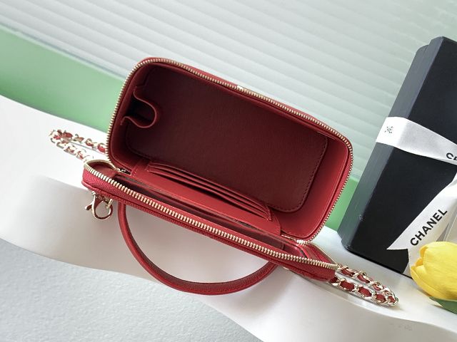 CC original grained calfskin vanity with chain AP4936 red