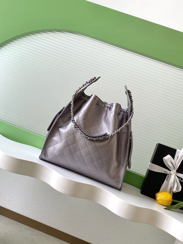 CC original grained calfskin 25 medium handbag AS5311 dark silver