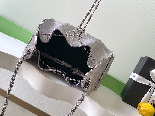 CC original grained calfskin 25 medium handbag AS5311 dark silver