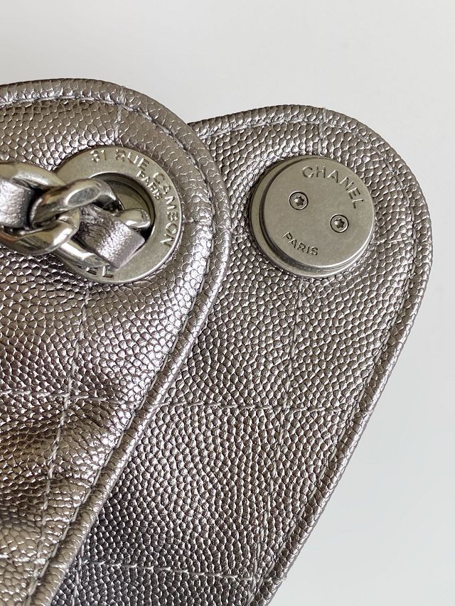 CC original grained calfskin 25 small handbag AS5293 dark silver