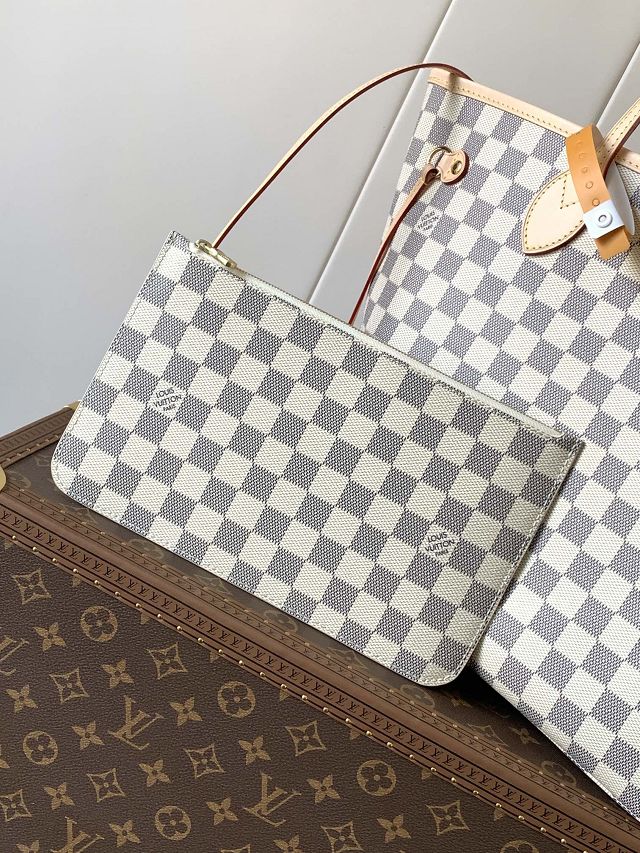 New Louis vuitton original damier azur neverfull mm N40604 beige
