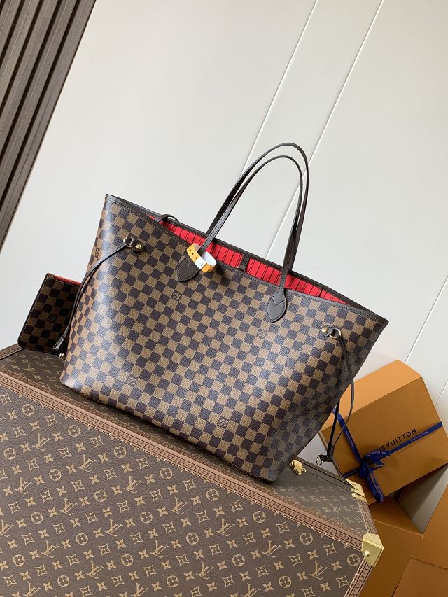 New Louis vuitton original damier ebene neverfull gm N41606 red