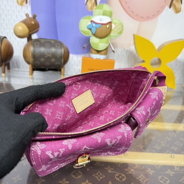 Louis vuitton original denim pochette accessoire cargo M27602 pink