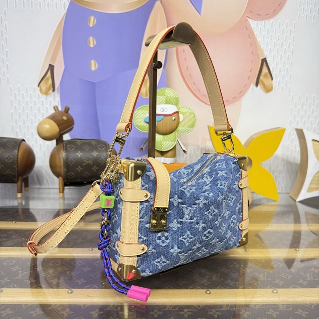 Louis vuitton original denim side trunk MM M27450 blue