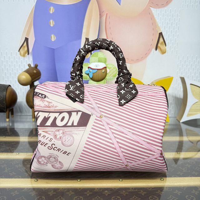 Louis vuitton textile speedy soft 30 M28750 pink