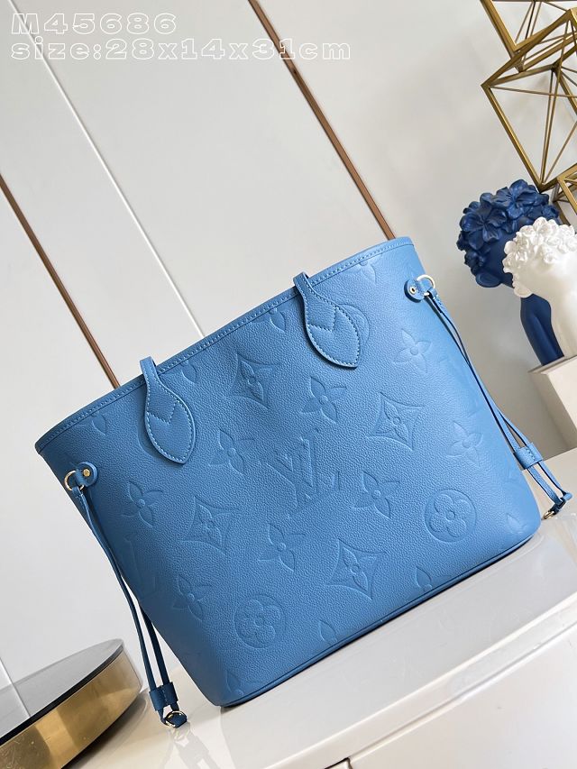 Louis vuitton original calfskin neverfull mm M45686 blue