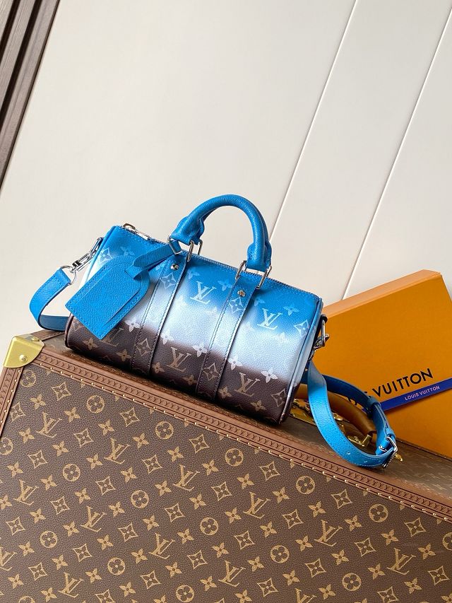 Louis vuitton original monogram canvas keepall 25 M28026 blue