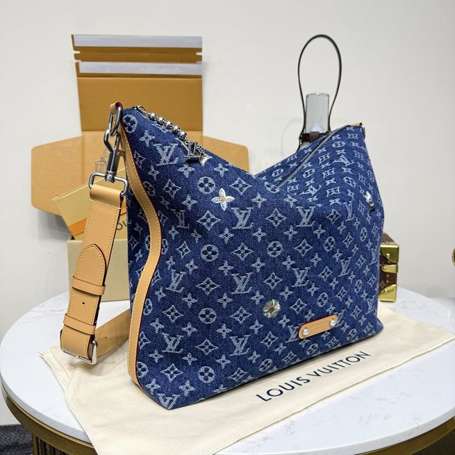 Louis vuitton original denim vagabond hobo m27555 blue