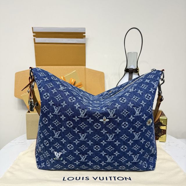 Louis vuitton original denim vagabond hobo m27555 blue