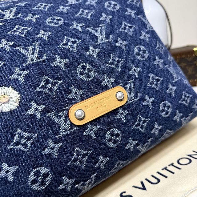 Louis vuitton original denim vagabond hobo m27555 blue