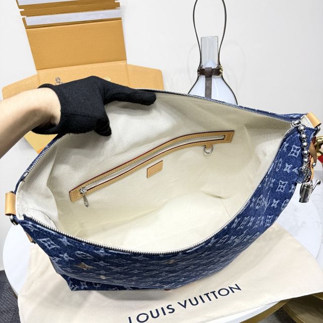Louis vuitton original denim vagabond hobo m27555 blue