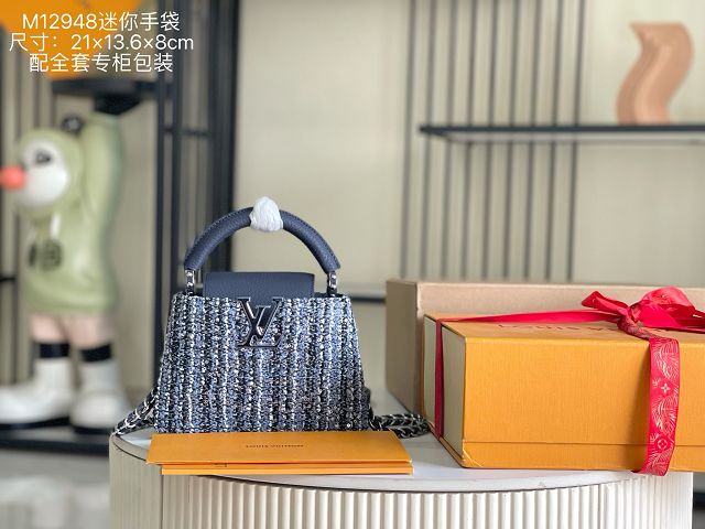 Louis vuitton original sequins capucines mini handbag M12949 blue