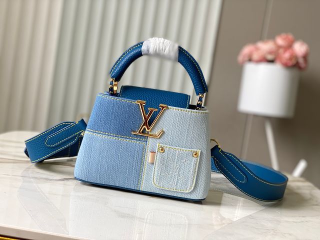 Louis vuitton original denim capucines mini handbag M27301 blue