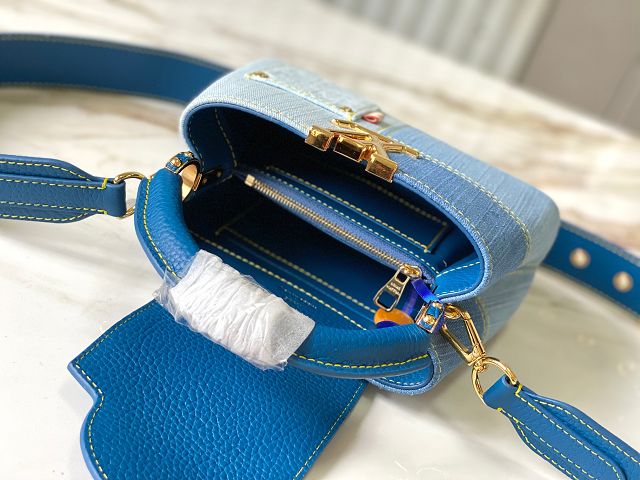 Louis vuitton original denim capucines mini handbag M27301 blue