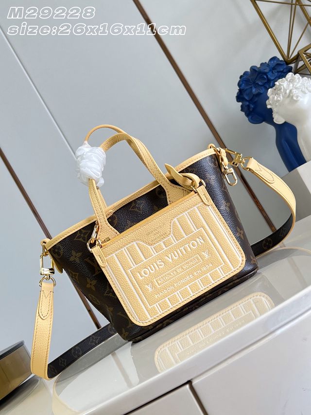 Louis vuitton original calfskin&canvas neverfull Inside out BB M29228 yellow