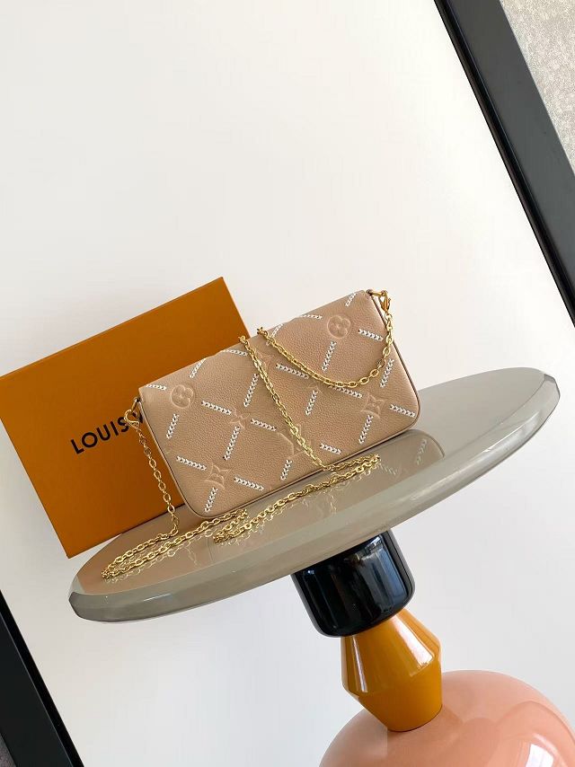 Louis vuitton original calfskin felicie pochette m29482 hazelnut