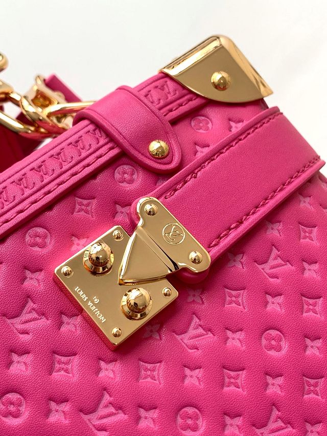Louis vuitton original calfskin side trunk MM M29431 rose red