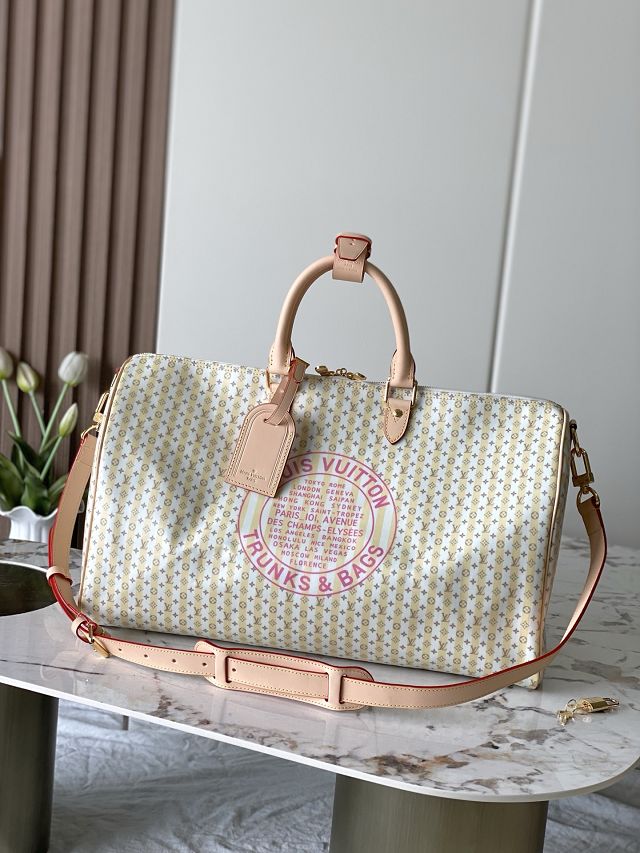 Louis vuitton original coated carryall keepall 45 M28678 yellow