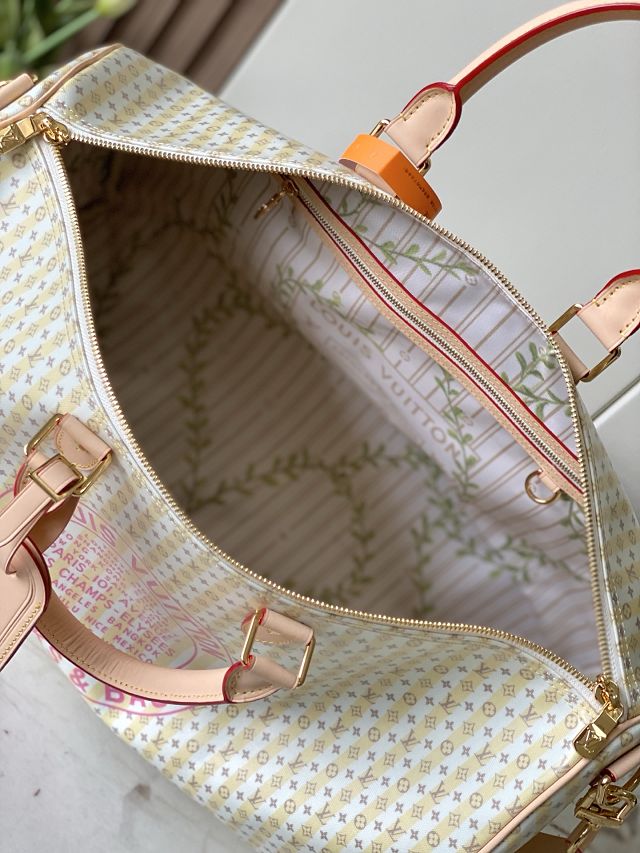 Louis vuitton original coated carryall keepall 45 M28678 yellow