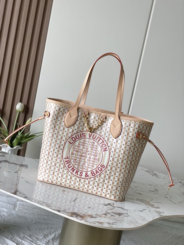 Louis vuitton original coated carryall neverfull mm M29483 nude rose