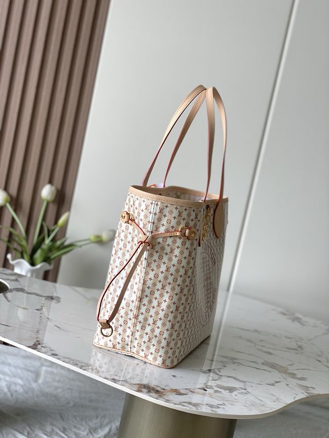 Louis vuitton original coated carryall neverfull mm M29483 nude rose