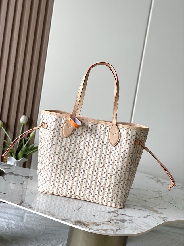 Louis vuitton original coated carryall neverfull mm M29483 nude rose