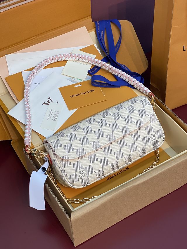 Louis vuitton original damier azur wallet on chain Ivy N40916