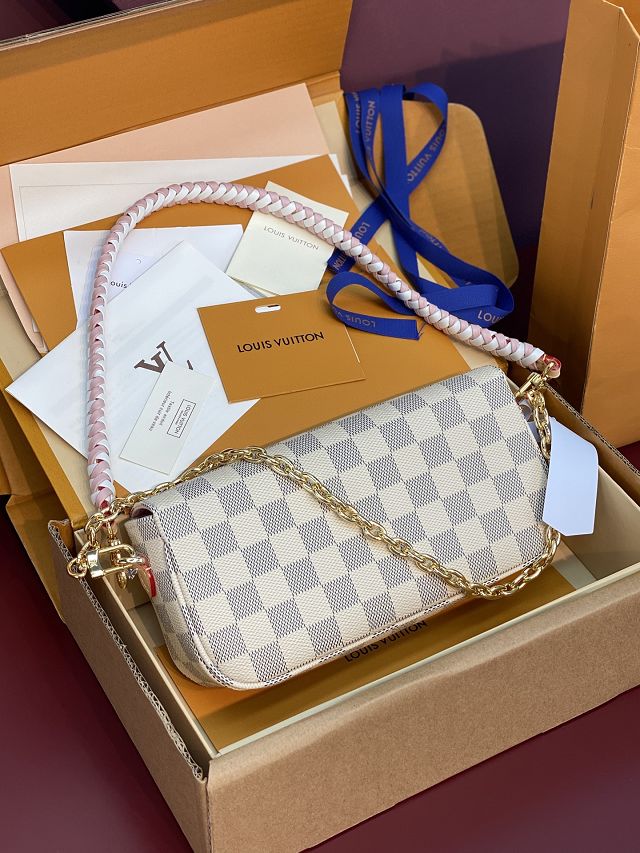 Louis vuitton original damier azur wallet on chain Ivy N40916