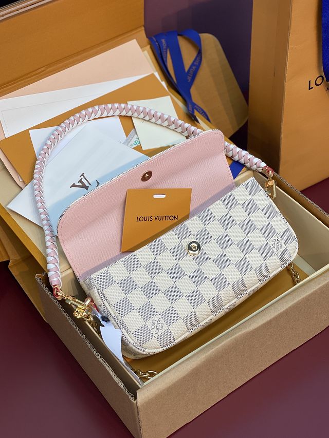 Louis vuitton original damier azur wallet on chain Ivy N40916