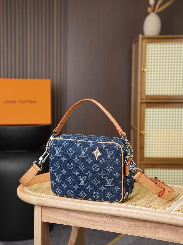 Louis vuitton original denim nil city bag M27553 blue