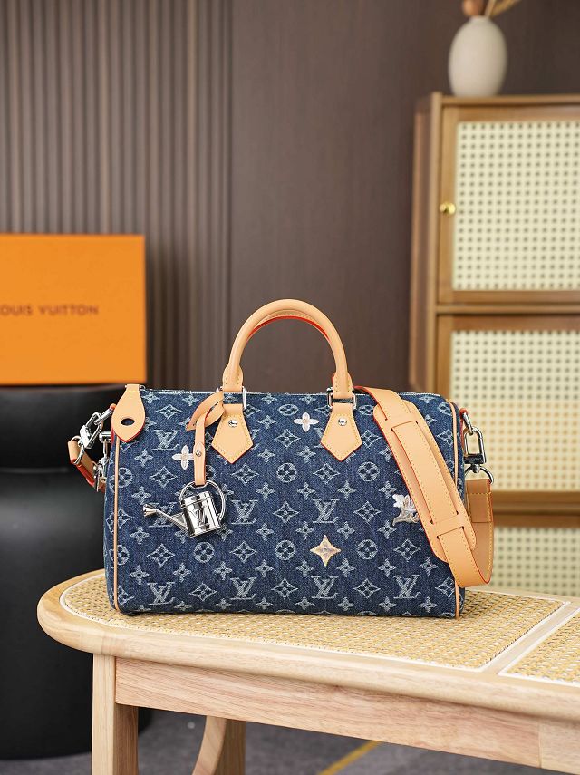 Louis vuitton original denim speedy soft 30 M27556 blue