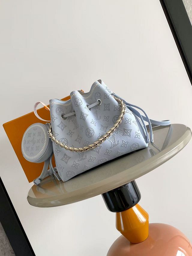Louis vuitton original mahina leather bella bucket bag M57201 blue